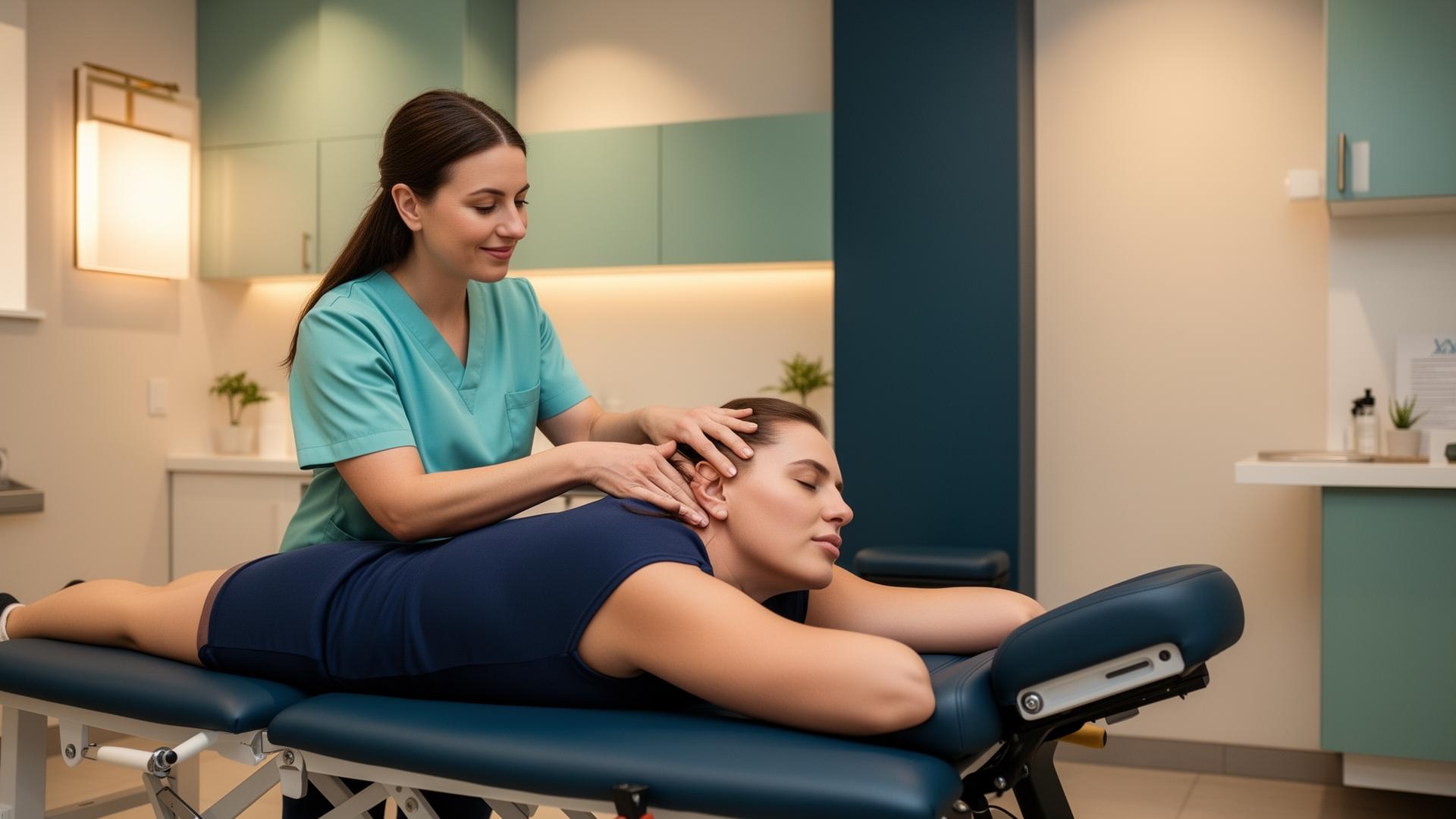 Chiropractor providing gentle spinal treatment to a patient